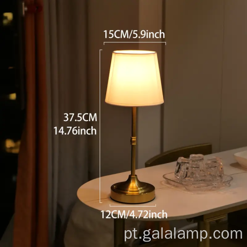 Elegante candeeiro de cabeceira recarregável USB dourado